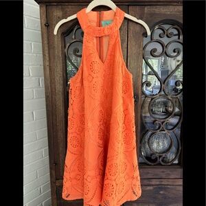 Judith March melon trapeze halter dress